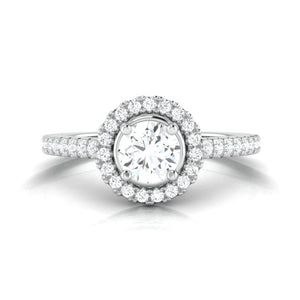 50-Pointer Platinum Halo Solitaire Ring with Diamond Shank for Women JL PT 977   Jewelove.US