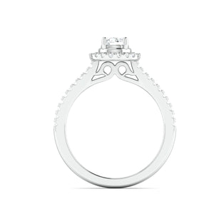 50-Pointer Platinum Halo Solitaire Ring with Diamond Shank for Women JL PT 977
