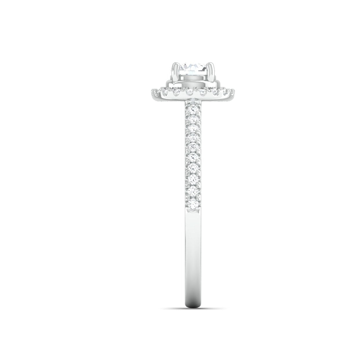 50-Pointer Platinum Halo Solitaire Ring with Diamond Shank for Women JL PT 977