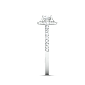 50-Pointer Platinum Halo Solitaire Ring with Diamond Shank for Women JL PT 977