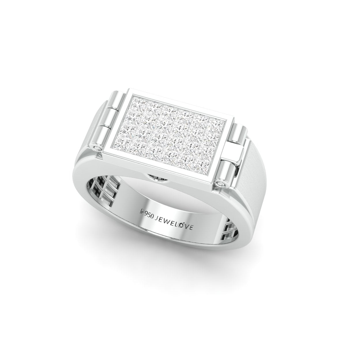 Designer 18K White Gold with Diamond Princess Cut Ring with a Openable Secret Message for Men JL PT 1009