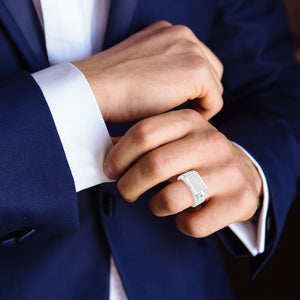 Designer 18K White Gold with Diamond Princess Cut Ring with a Openable Secret Message for Men JL PT 1009