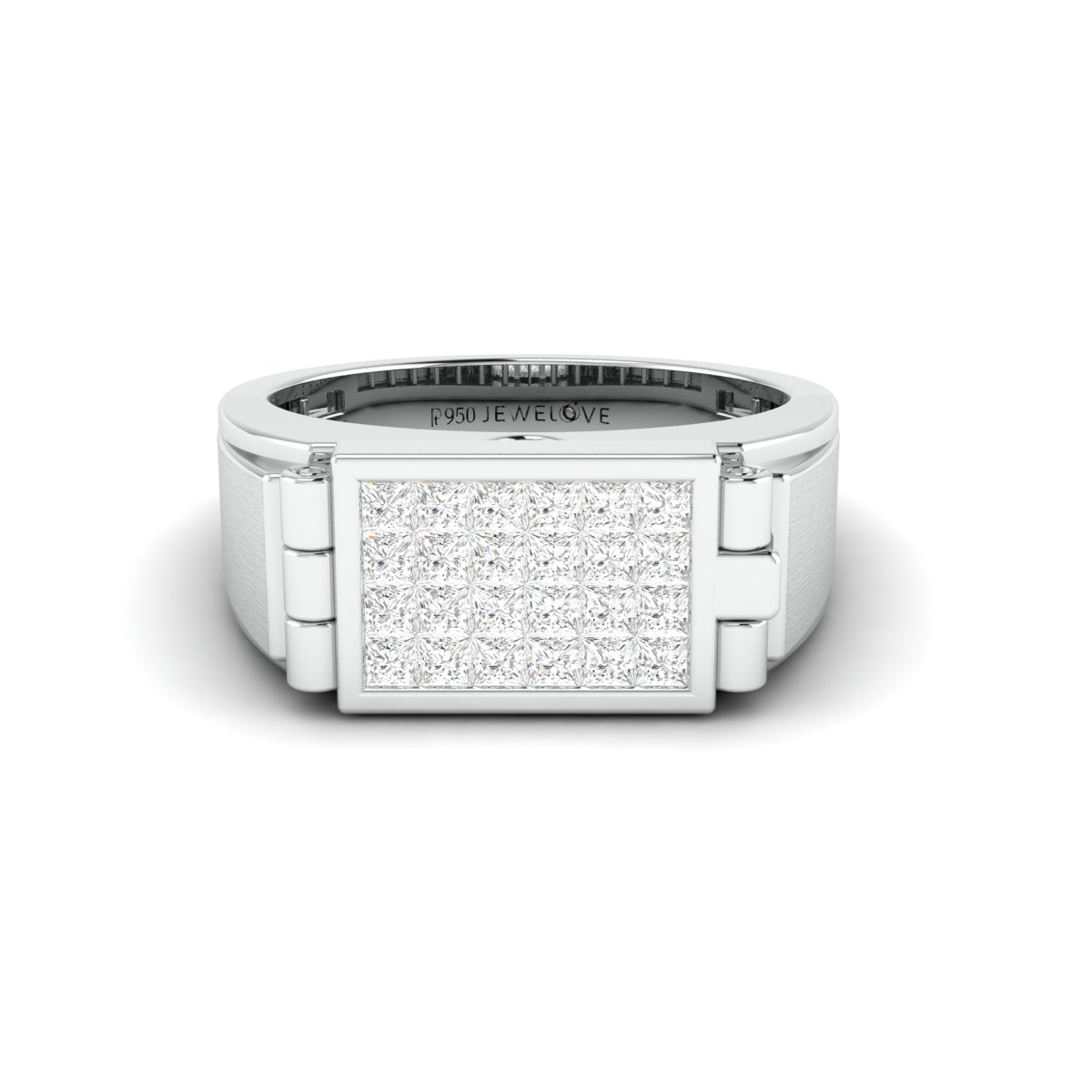 Designer 18K White Gold with Diamond Princess Cut Ring with a Openable Secret Message for Men JL PT 1009