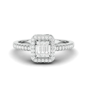 Emerald Cut Solitaire-look Platinum Engagement Ring for Women JL PT 1011   Jewelove