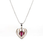 Load and play video in Gallery viewer, 3D Pendant Locked Heart Platinum &amp; Rose Gold with Ruby JL PT P 8072
