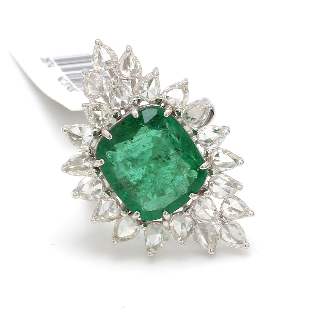 Designer Emerald Gold Ring with Rose Cut Diamonds for Women JL AU 22RG0095   Jewelove