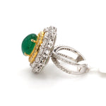 Load image into Gallery viewer, Natural Emerald Oval Cut with Fancy &amp; Round Diamond 18k Gold Ring JL AU AIS0423   Jewelove
