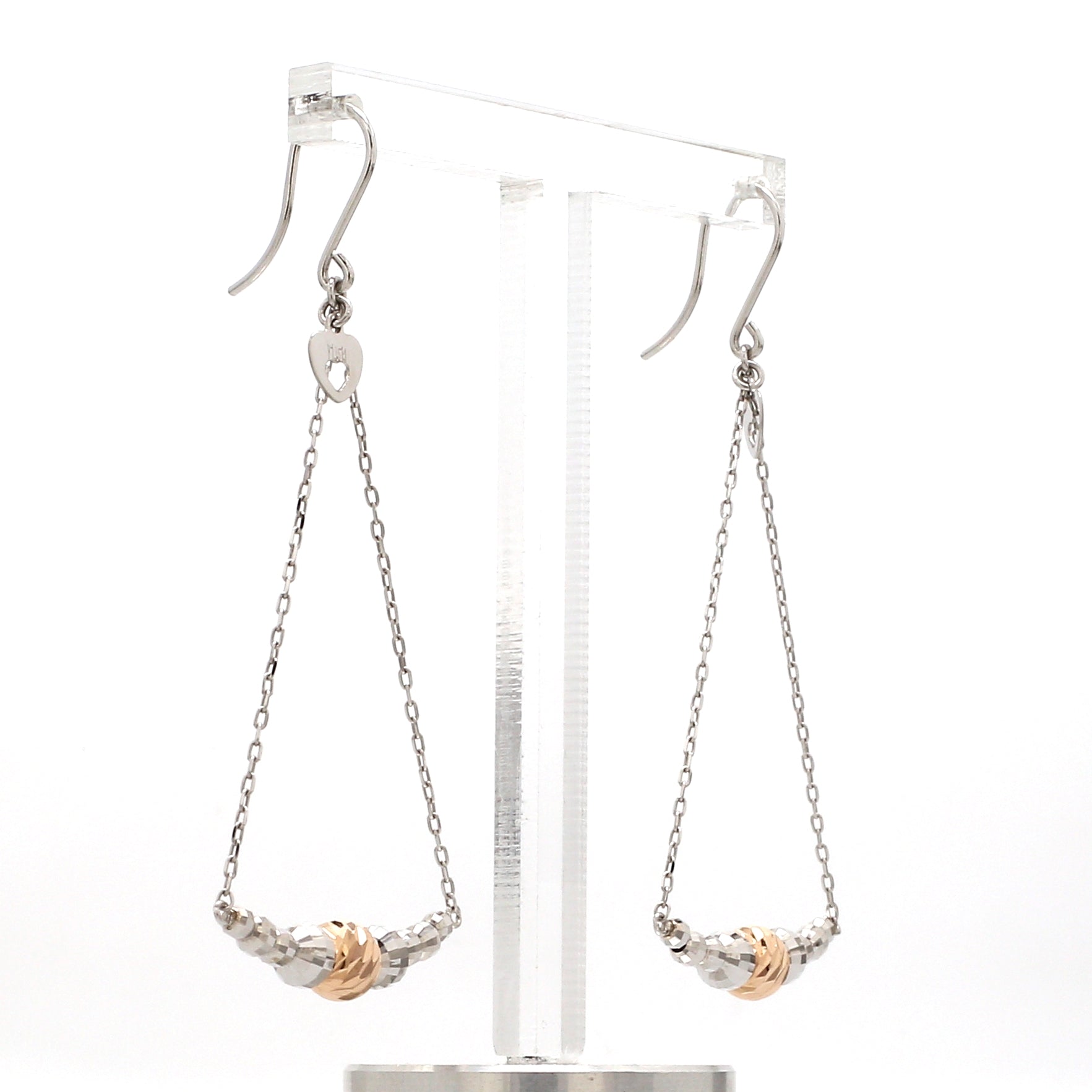 Japanese Platinum Earrings with Rose Gold for Women JL PT E 279