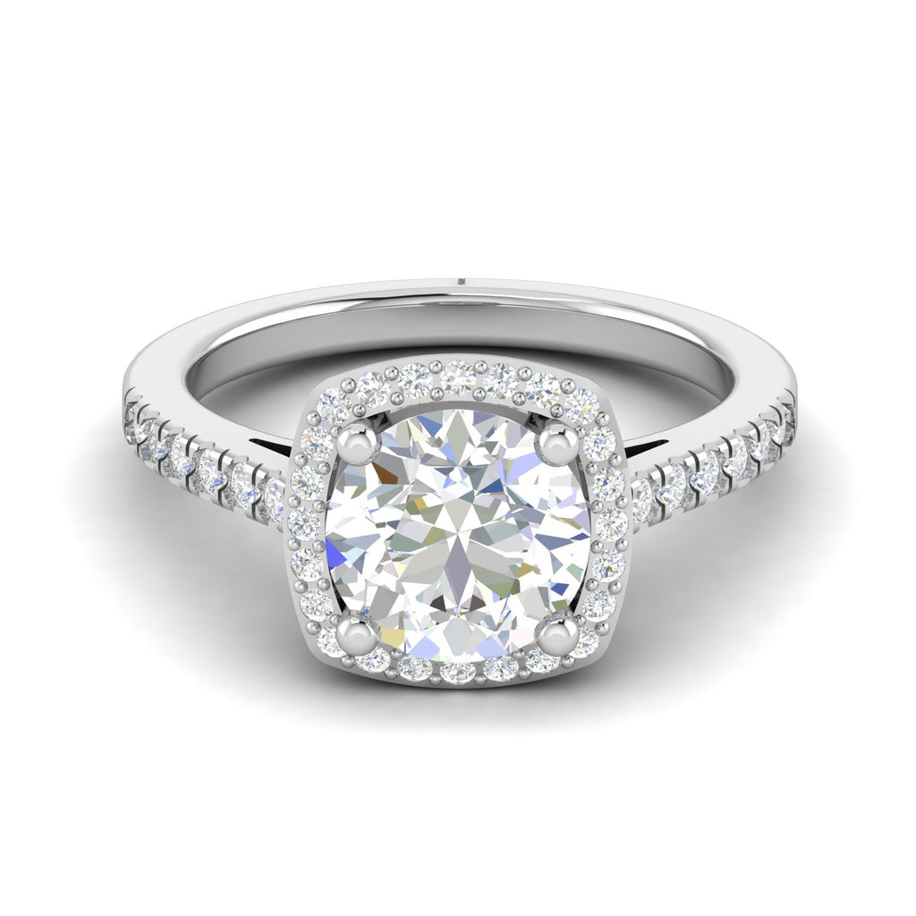 0.50cts Solitaire Halo Diamond Split Shank Platinum Ring JL PT 01   Jewelove.US