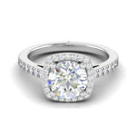 Load image into Gallery viewer, 0.50cts Solitaire Halo Diamond Split Shank Platinum Ring JL PT 01   Jewelove.US
