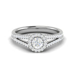 Load image into Gallery viewer, 0.50 cts Solitaire Halo Diamond Split Shank Platinum Ring JL PT RH RD 224   Jewelove.US
