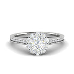 Load image into Gallery viewer, 0.50 cts Solitaire Halo Diamond Shank Platinum Ring JL PT RH RD 232   Jewelove.US
