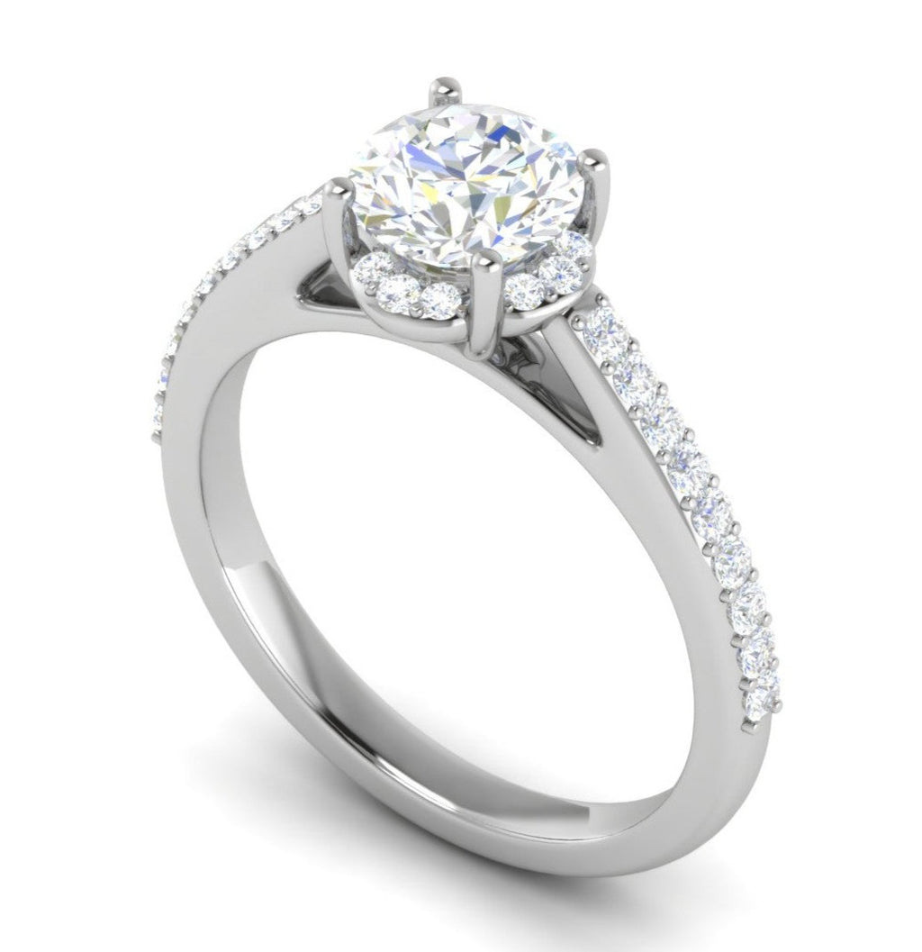 0.50 cts Solitaire Halo Diamond Shank Platinum Ring JL PT RH RD 238   Jewelove.US