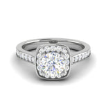 Load image into Gallery viewer, 0.70 cts Solitaire Square Halo Diamond Shank Platinum Ring JL PT RH RD 146   Jewelove.US
