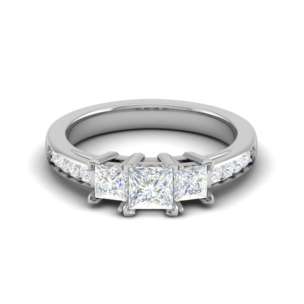 0.50cts. Princess Cut Solitaire Diamond Platinum Ring JL PT R3 PR 111   Jewelove.US