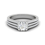 Load image into Gallery viewer, 0.50cts Halo Diamond Split Shank Solitaire Platinum Ring JL PT M00329MD   Jewelove.US
