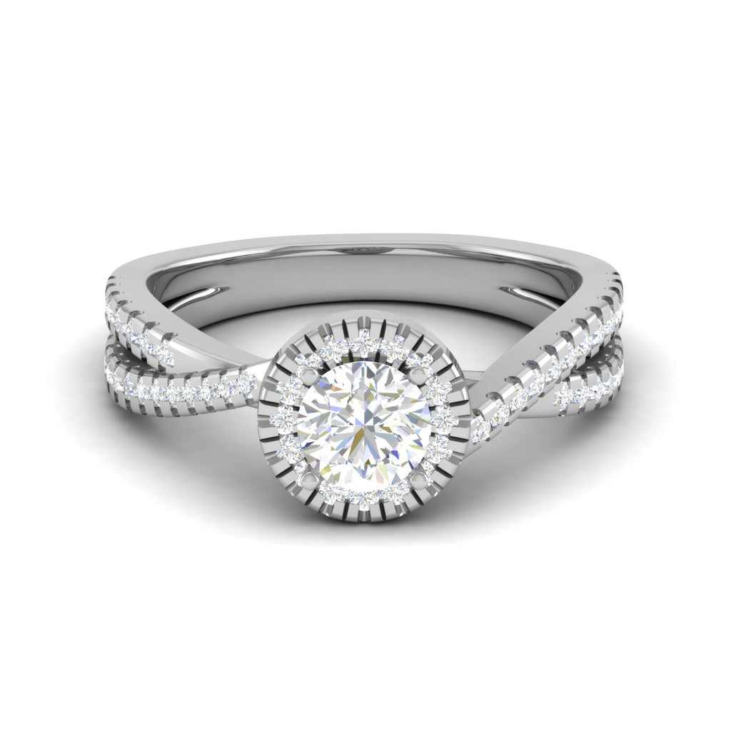 0.50 cts Solitaire Halo Diamond Twisted Shank Platinum Ring JL PT RP RD 132   Jewelove.US