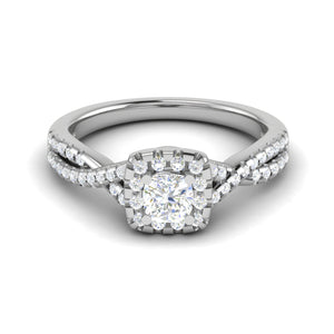 0.30 cts. Cushion Solitaire Halo Twisted Shank Platinum Ring JL PT JRW1547MM   Jewelove.US