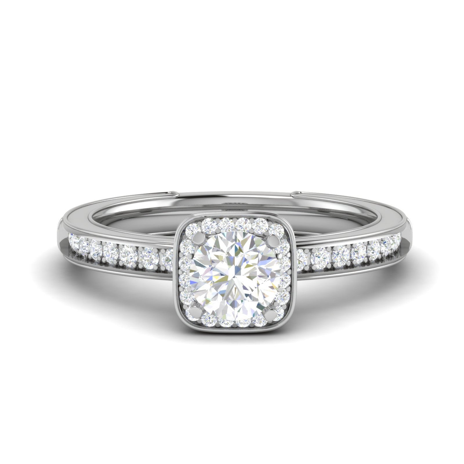 0.50 cts Solitaire Square Halod Diamond Shank Platinum Ring JL PT RH RD 190   Jewelove.US