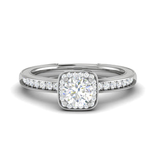 0.50 cts Solitaire Square Halod Diamond Shank Platinum Ring JL PT RH RD 190   Jewelove.US