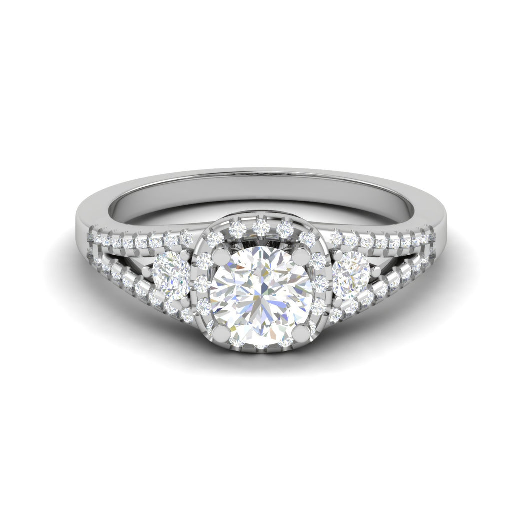 0.50 cts. Solitaire Platinum Halo Diamond Split Shank Engagement Ring  for Women JL PT WB6020   Jewelove