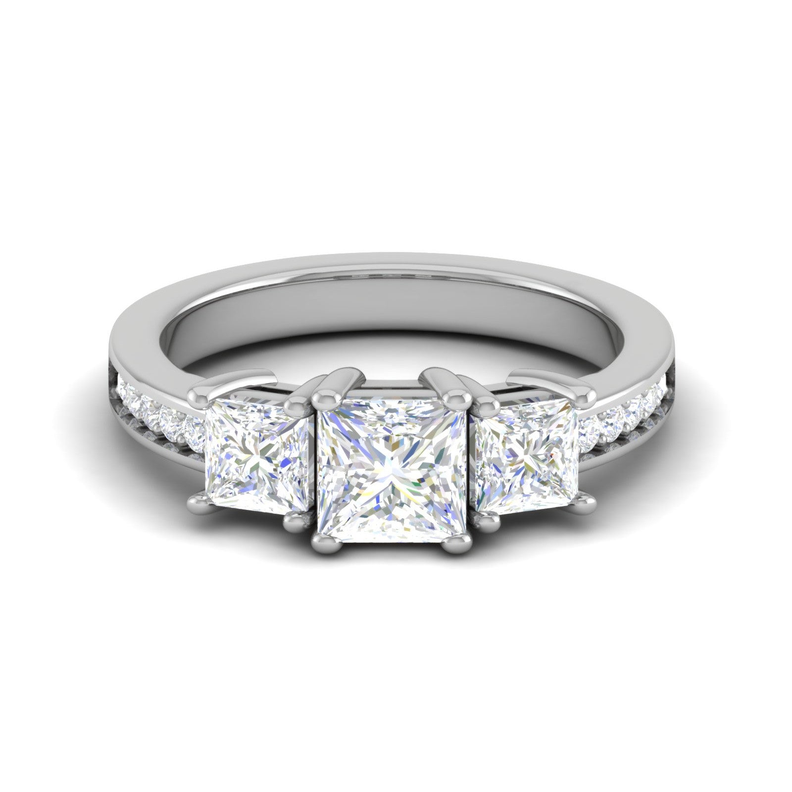 0.70 cts. Princess Cut Solitaire Platinum Shank Diamond Ring JL PT R3 PR 132   Jewelove.US