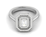 Load image into Gallery viewer, 0.50cts Emerald Cut Solitaire Double Halo Diamonds Shank Platinum Ring JL PT RH EM 248   Jewelove.US
