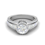 Load image into Gallery viewer, 0.50cts Solitaire Halo Diamond Split Shank Baguette Platinum Ring JL PT WB5929E   Jewelove.US
