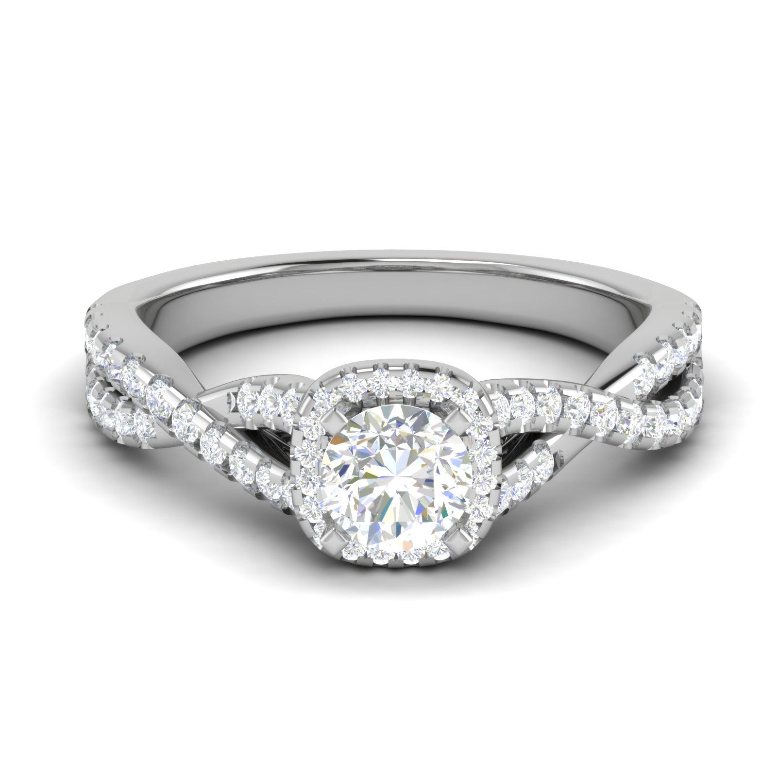 0.50 cts Solitaire Halo Diamond Twisted Shank Platinum Diamonds Ring JL PT RP RD 221   Jewelove.US