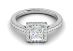 Load image into Gallery viewer, 1 Carat Princess Cut Solitaire Square Halo Diamond Shank Platinum Ring JL PT RH PR 117   Jewelove.US
