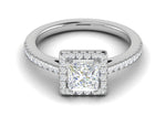 Load image into Gallery viewer, 1 Carat Princess Cut Solitaire Square Halo Diamond Shank Platinum Ring JL PT RH PR 117   Jewelove.US
