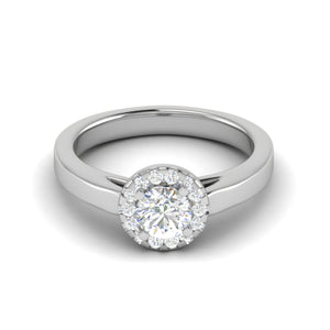 0.50 cts Solitaire Halo Diamond Platinum Ring JL PT RH RD 291   Jewelove.US