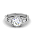 Load image into Gallery viewer, 0.70cts Solitaire Halo Diamond Shank Platinum Diamond Ring JL PT RH RD 155   Jewelove.US
