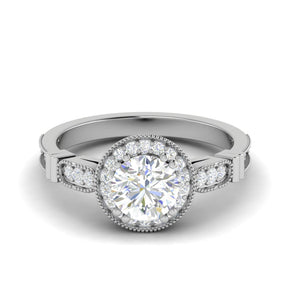 0.70cts Solitaire Halo Diamond Shank Platinum Diamond Ring JL PT RH RD 155   Jewelove.US