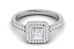 Load image into Gallery viewer, 0.50 cts Princess Cut Solitaire Double Square Halo Shank Platinum Ring JL PT RH PR 241   Jewelove.US
