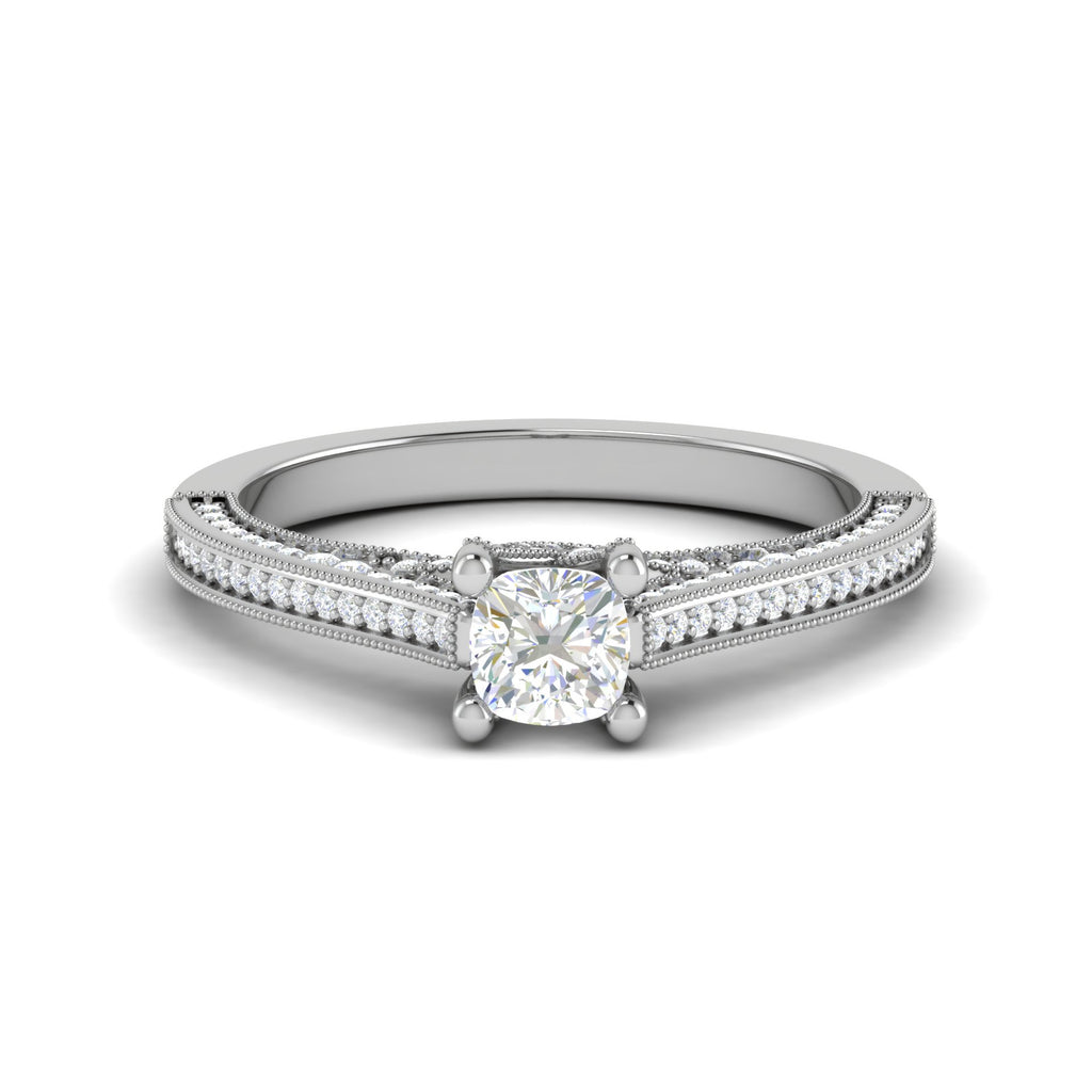 0.50 cts. Cushion Solitaire Diamond Split Shank Platinum Ring JL PT RP CU 190   Jewelove.US