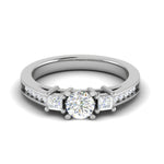 Load image into Gallery viewer, 0.70 cts Solitaire Shank Platinum Ring with 2 Princess Cut Side Diamond JL PT R3 RD 103   Jewelove.US
