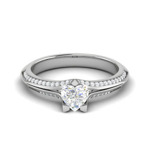 30-Pointer Heart Cut Solitaire Split Diamond Shank Platinum Ring JL PT RP HS 187   Jewelove.US