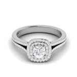 Load image into Gallery viewer, 0.50 cts Solitaire Double Square Halo Diamond Split Shank Platinum Ring JL PT RH RD 269   Jewelove.US

