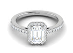 Load image into Gallery viewer, 0.70cts Emerald Cut Diamond Halo Diamond Shank Platinum Ring JL PT RH EM 120   Jewelove.US
