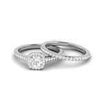 Load image into Gallery viewer, 0.50 cts Solitaire Halo Diamond Split Shank Platinum Ring JL PT RH RD 297   Jewelove.US
