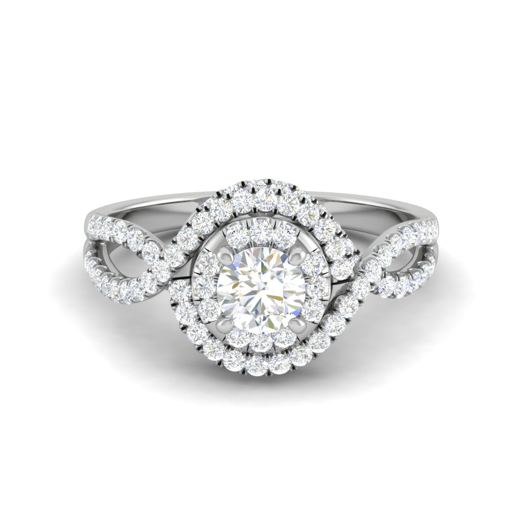 0.50cts Solitaire Double Halo Diamond Twisted Shank Platinum Ring JL PT WB5922E   Jewelove.US