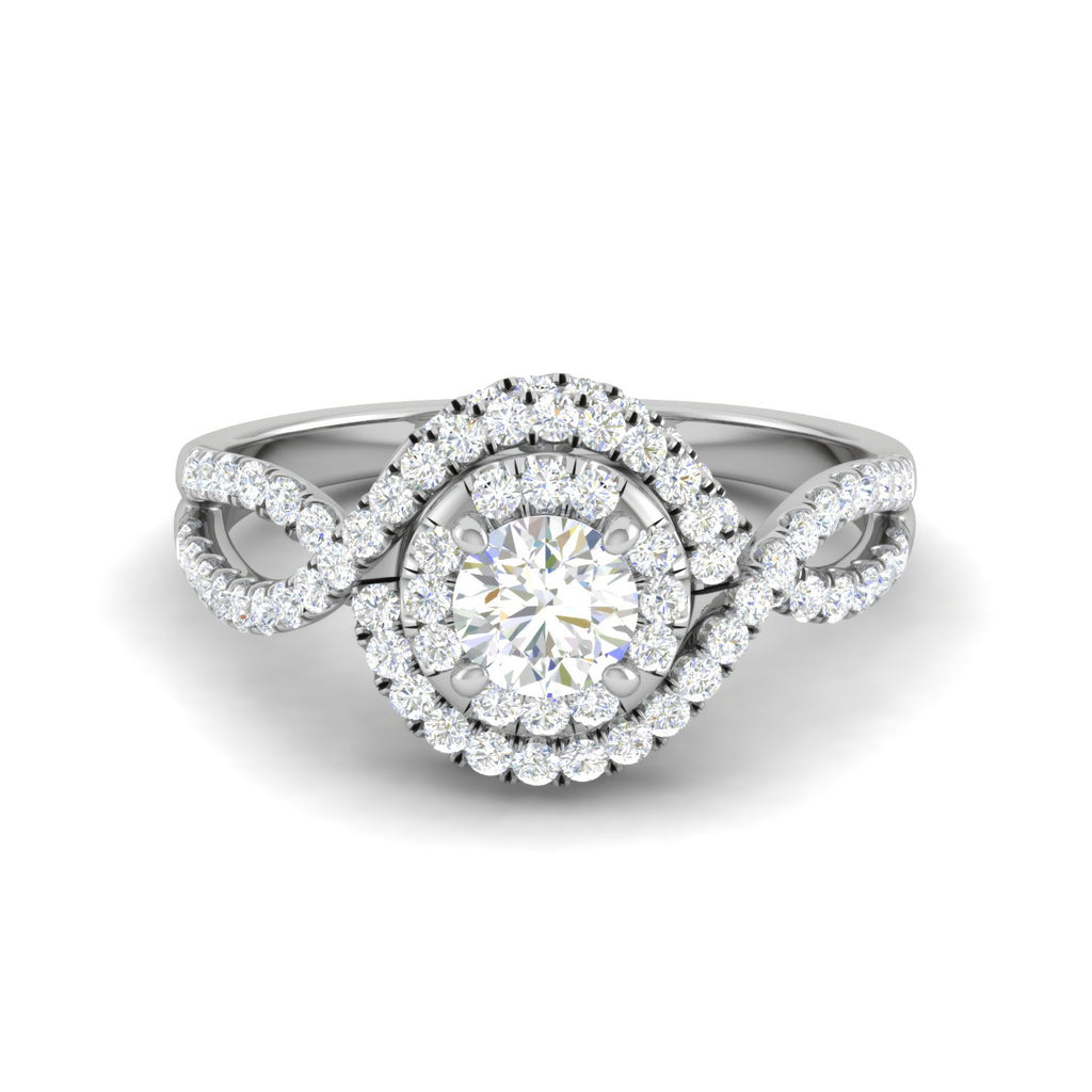 0.50cts Solitaire Double Halo Diamond Twisted Shank Platinum Ring JL PT WB5922E   Jewelove.US