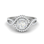 Load image into Gallery viewer, 0.50cts Solitaire Double Halo Diamond Twisted Shank Platinum Ring JL PT WB5922E   Jewelove.US
