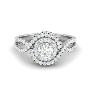 0.50cts Solitaire Double Halo Diamond Twisted Shank Platinum Ring JL PT WB5922E   Jewelove.US