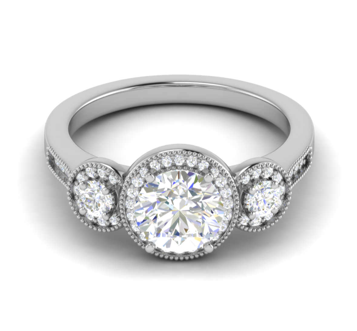 1 Carat Solitaire Halo Diamond Accents Platinum Ring JL PT R3 RD 108  Default-Title Jewelove.US