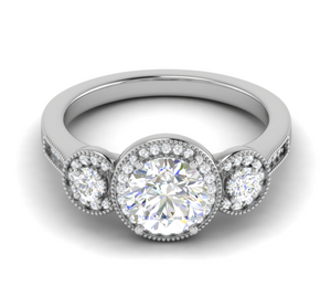 1 Carat Solitaire Halo Diamond Accents Platinum Ring JL PT R3 RD 108  Default-Title Jewelove.US