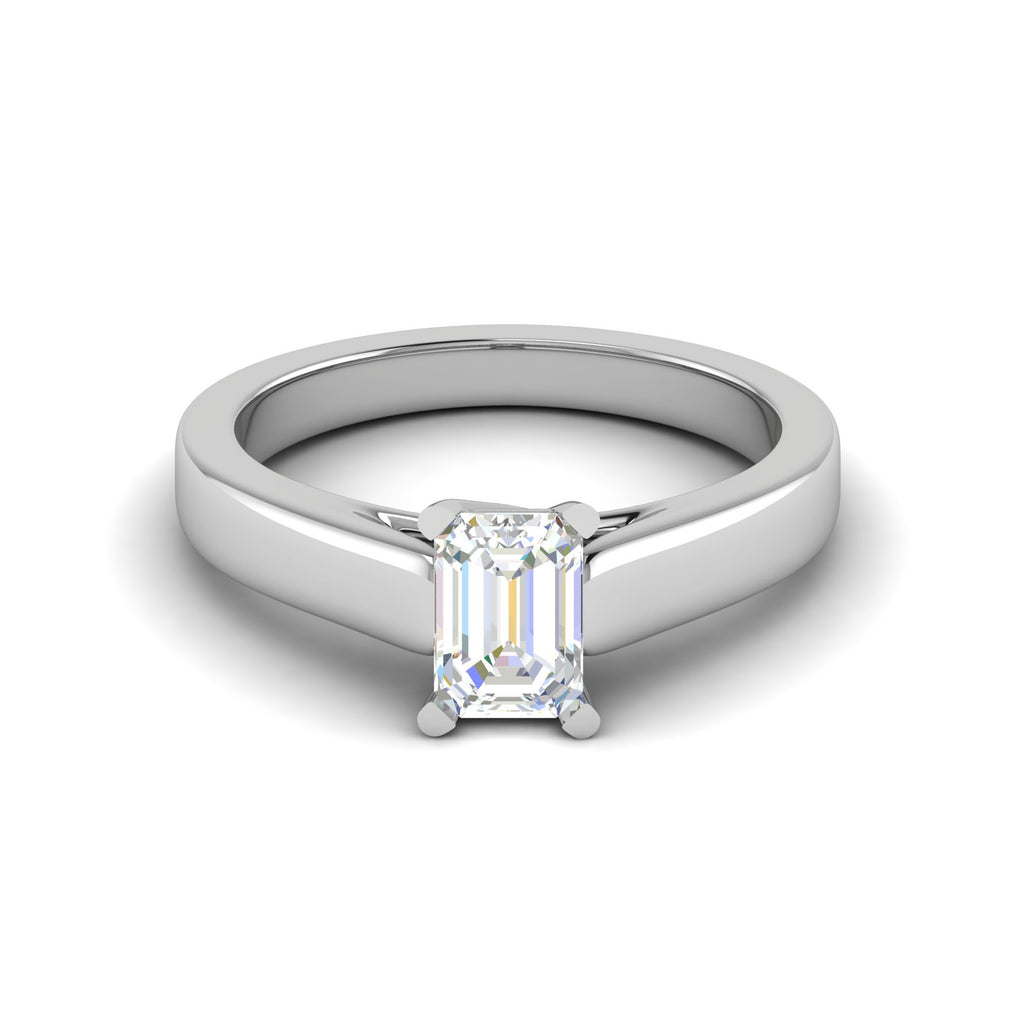 0.50 cts Emerald Cut Solitaire Diamond Platinum Ring JL PT RS EM 127-A   Jewelove.US