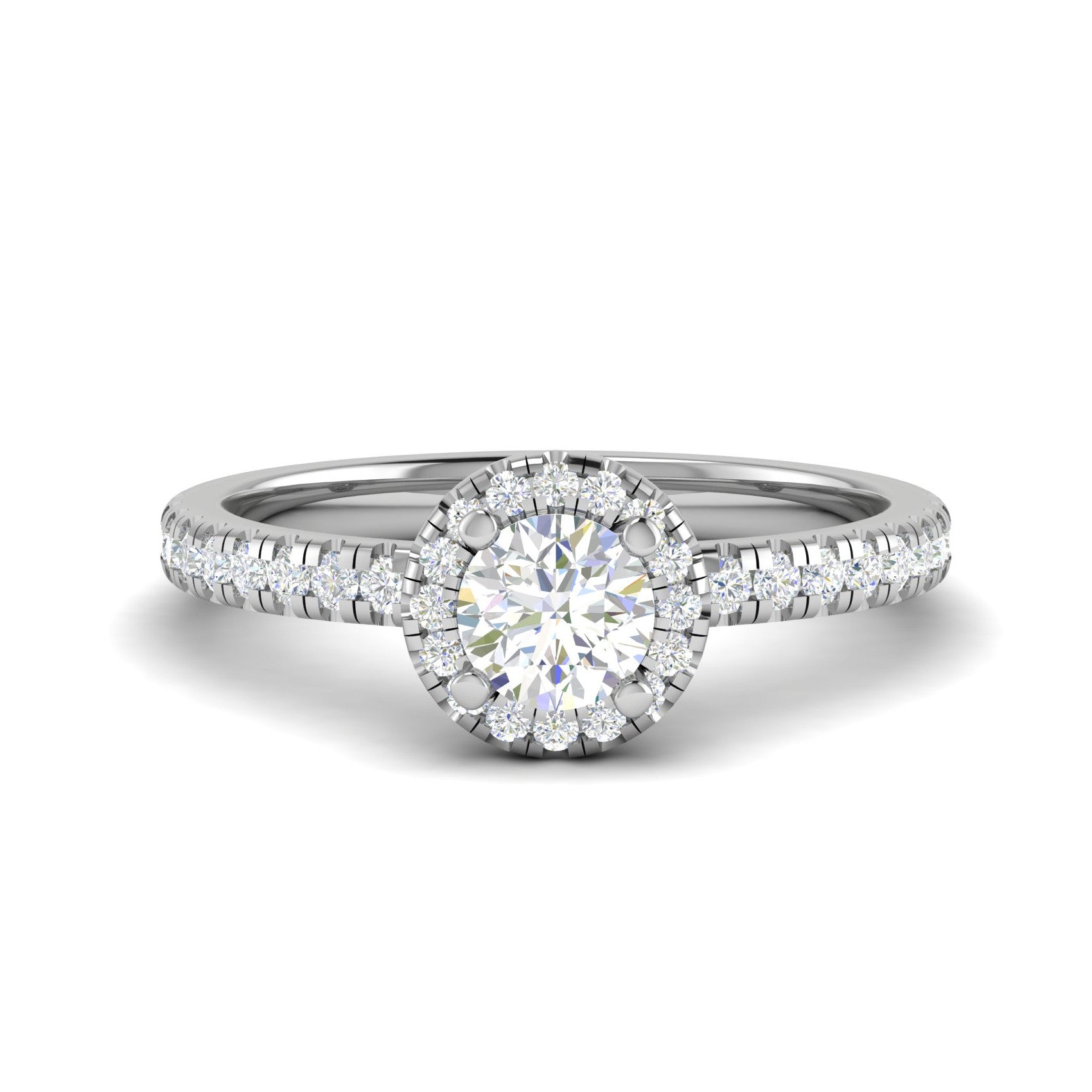 0.50 cts Solitaire Halo Diamond Shank Platinum Ring JL PT RH RD 247   Jewelove.US