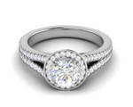 Load image into Gallery viewer, 1.00 cts Solitaire Single Halo Diamond Split Platinum Ring JL PT RH RD 107   Jewelove.US
